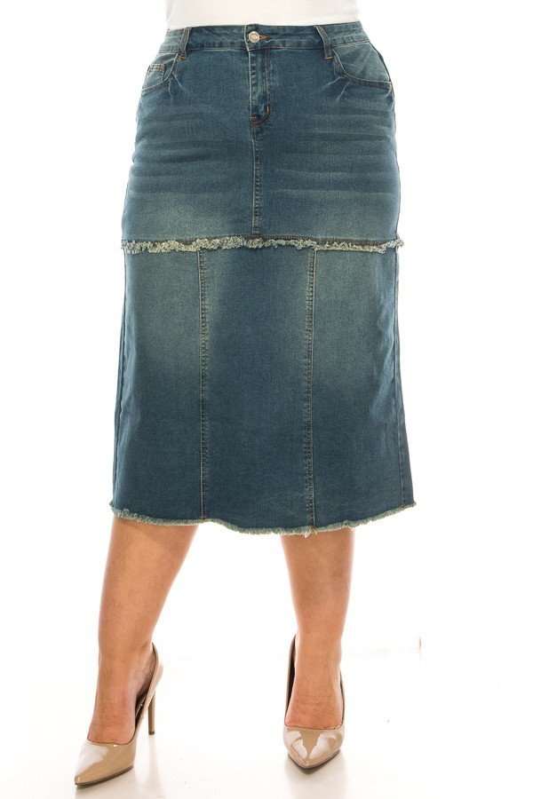 Denim Long Skirt Plus Size