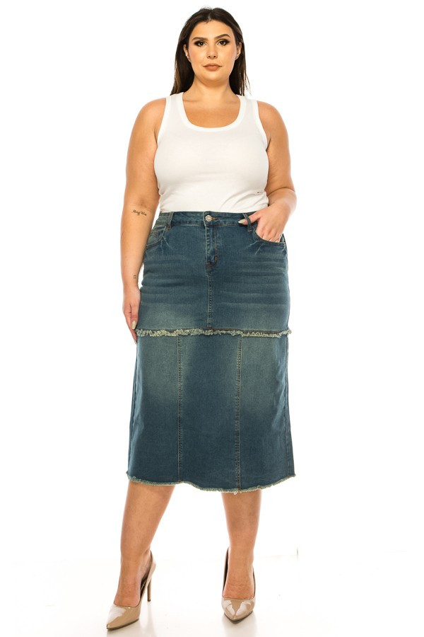 Denim Long Skirt Plus Size
